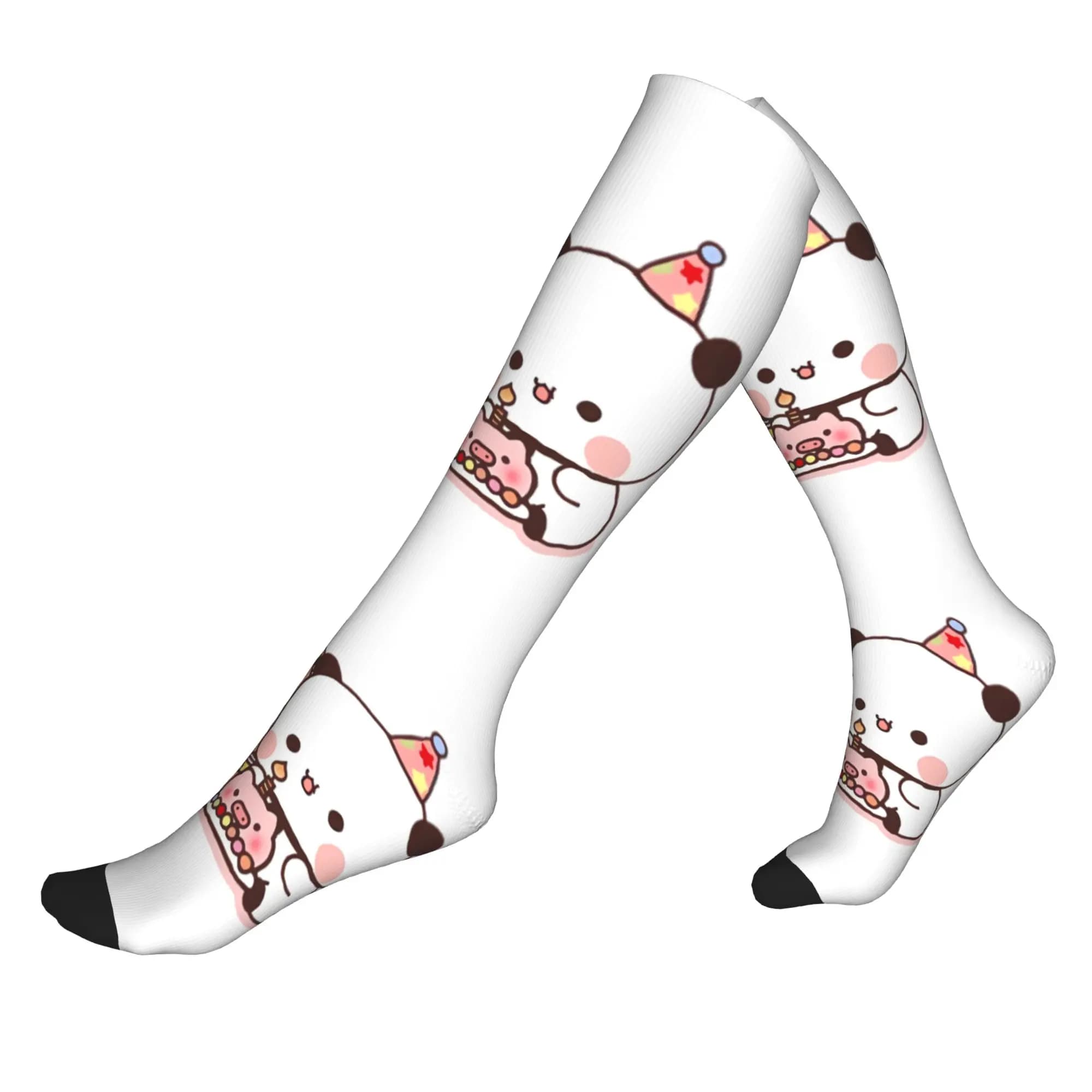 Calzini Fashion Print Peach And Goma per donna e uomo, calzini sportivi elasticizzati per l'estate, l'autunno e l'inverno, calzini sportivi a compressione Bubu Dudu