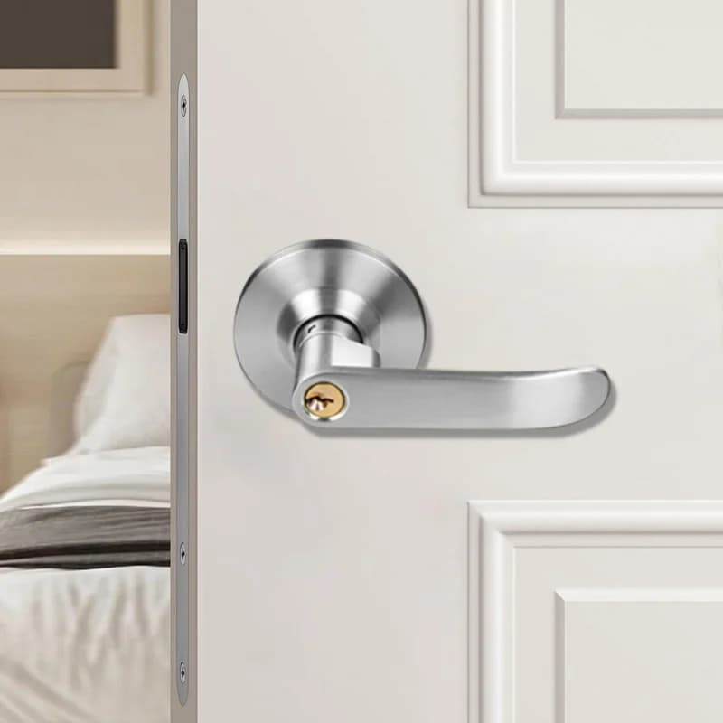 Maniglia per porta in acciaio inossidabile resistente con serratura e 3 chiavi, pomello di sicurezza di ricambio per interni, casa, ufficio, accessorio hardware