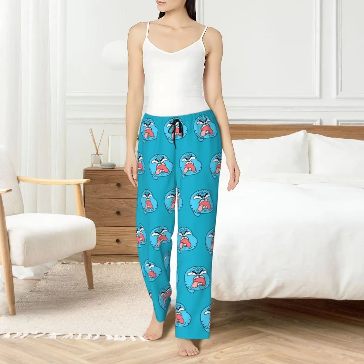 Pantaloni da pigiama The Amazing World Of Gumball da donna stampati personalizzati Pantaloni da notte per indumenti da notte con tasche