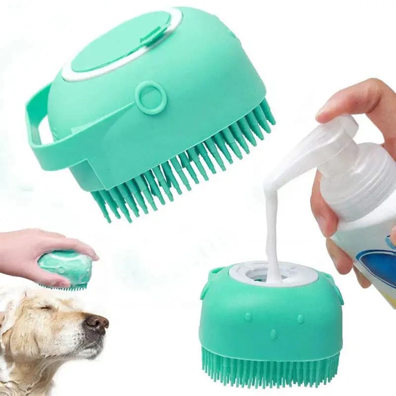 Eco-Friendly Pet Bath Brush Shampoo Dispenser Portable Dog Cat Shower Massage Comb Washing Tool