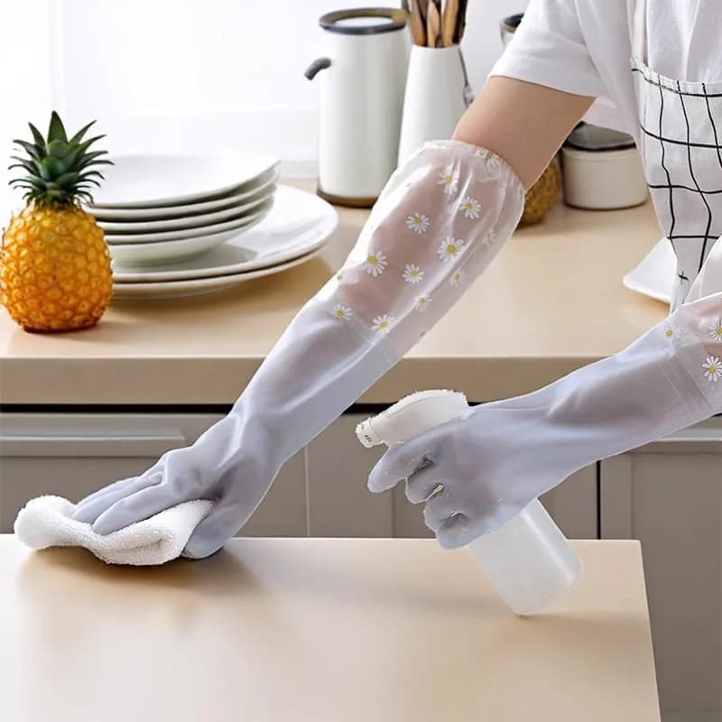 Guanti per lavare i piatti Pulizia dei lavori domestici Cucina Guanti da bucato in lattice di gomma impermeabili e resistenti all'olio