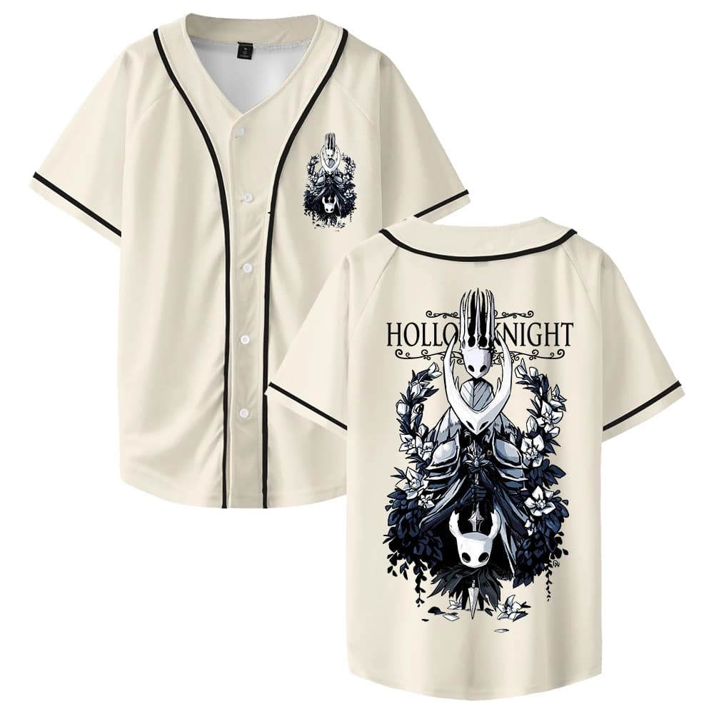GF Hollow Knight Game Maglia da baseball con scollo a V Manica corta Camicie abbottonate Donna Uomo Harajuku Streetwear Top