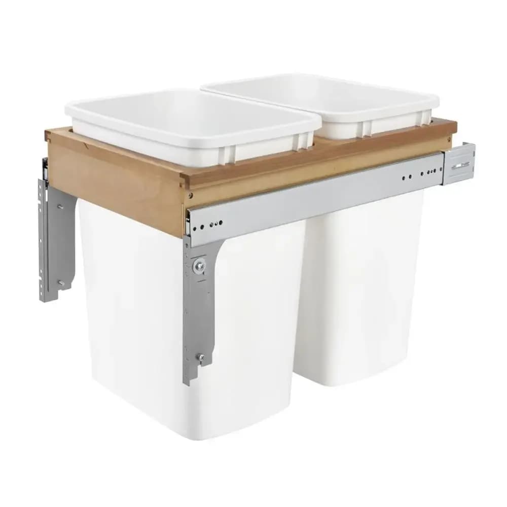 Cestini per rifiuti da cucina a doppio estrazione da incasso sotto pensile, da 35 quarti / 8,75 galloni, con guide scorrevoli a estrazione totale da 150 libbre, 4WC-18DM2-162
