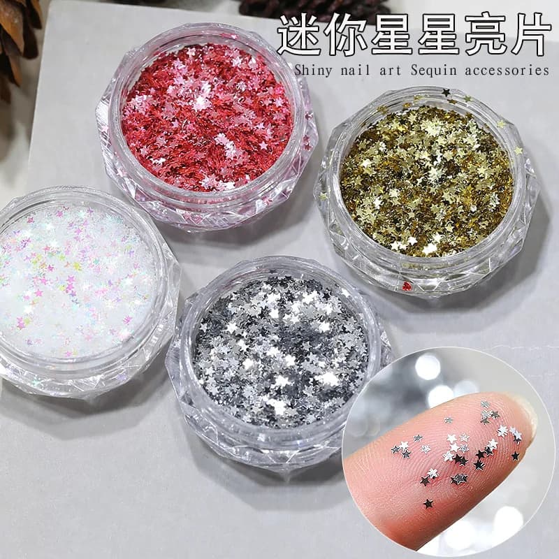 1mm Sparkle Tiny Mini Star Love Heart Paillettes Laser lucido Argento Colorato Rosso Nail Art Paillette Decalcomanie Manicure Glitter Charms