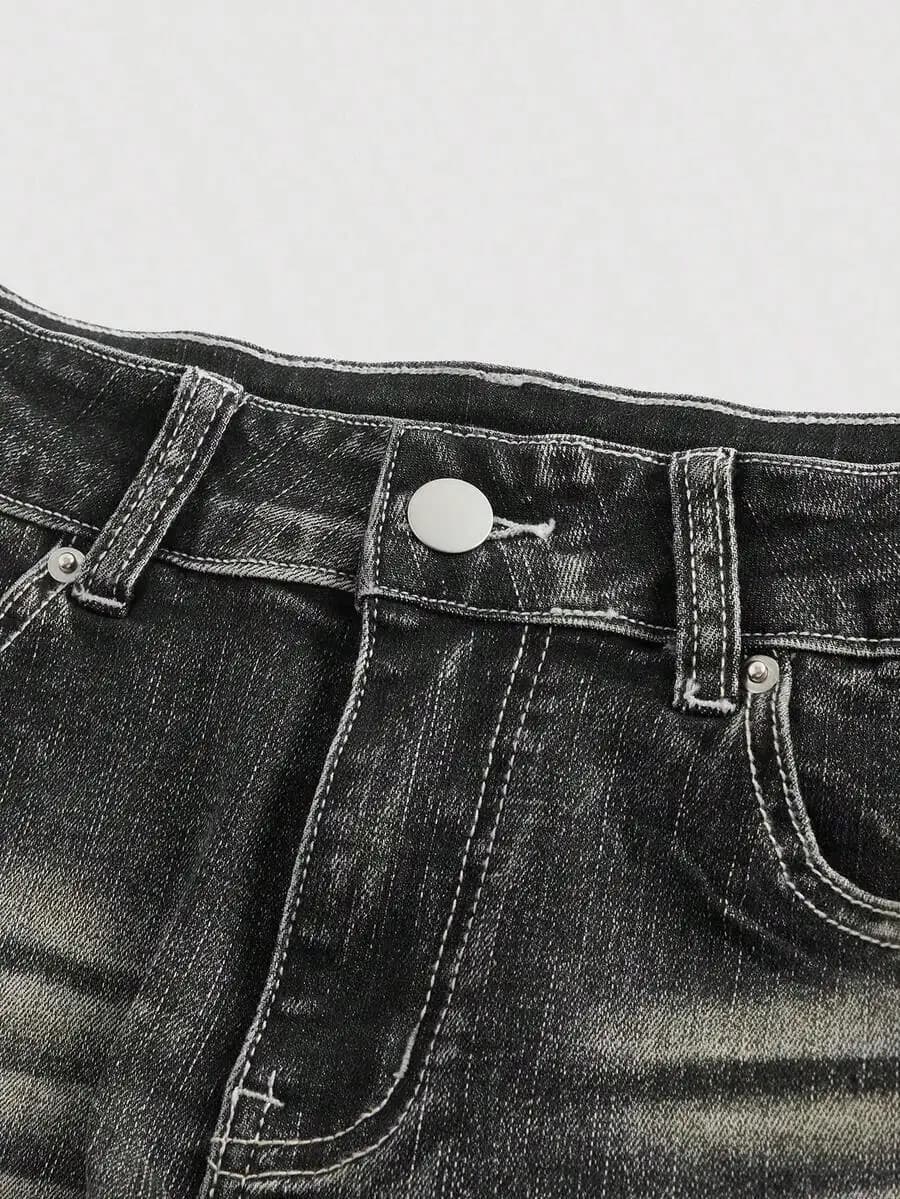 Grunge Punk Y2K Retro Washed Denim Shorts Super Low Waist