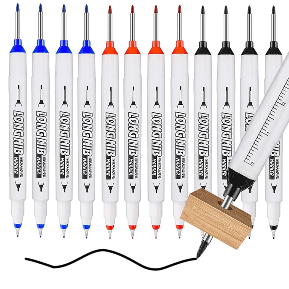 Double Toe Pens with Long Toe For Deep Grooves, Scratch Pen, Waterproof Metal Pen, Multipurpose Pen for Wood Decoration and Processing