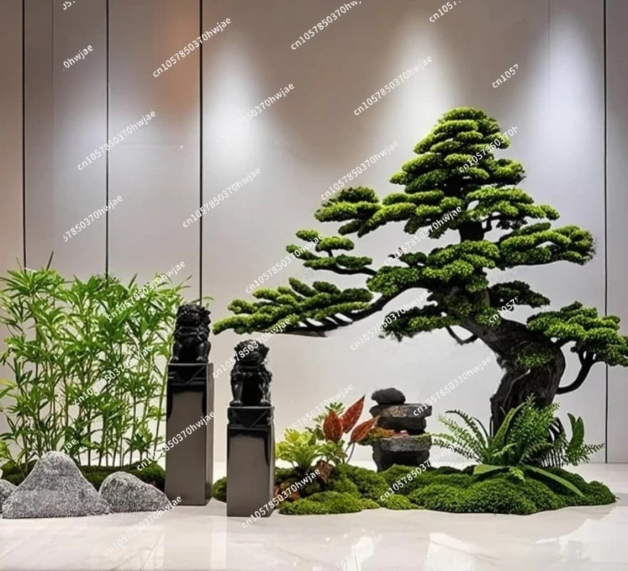 Pino artificiale per decorazioni, grande pianta bonsai finta per paesaggi interni ed esterni, decorazioni per la casa di lusso