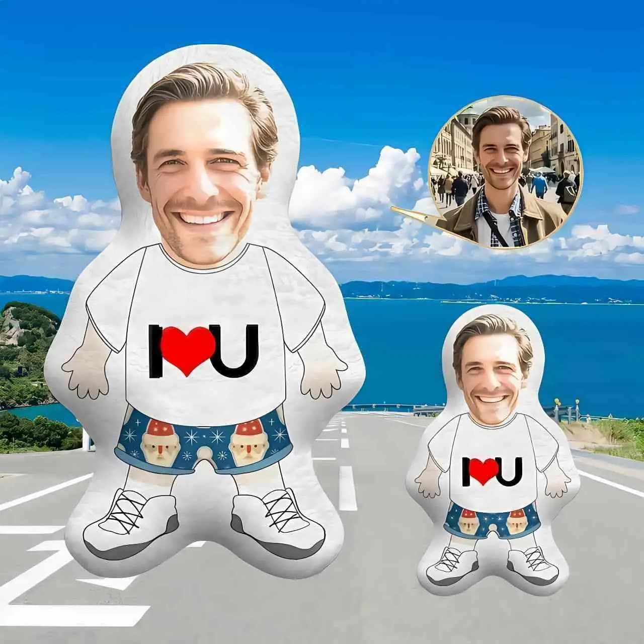 1 cuscino in peluche con foto umanoide personalizzabile, peluche morbido bifacciale, regalo unico per gli amici, cuscino in poliestere