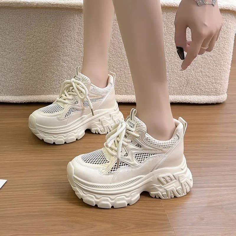 Spring Women's Dad Shoes New Style Autumn Thick Bottom Heightening Slimming Sports Casual Shoes Breathable Wear Resistan Sneaker
