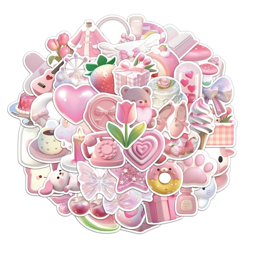 50 pieces 3D Korean stickers manual cute and exquisite material cases for phones laptop bags water cups waterproof adhesives