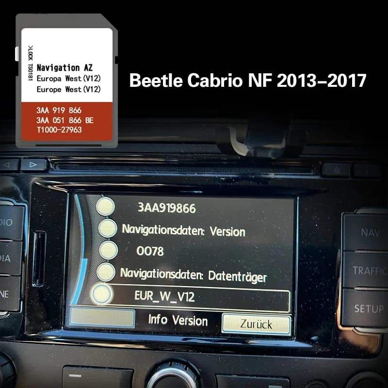 Per VW Beetle Cabrio NF 2013-2017 Mappe per Luxemburgo Monaco Paesi Bassi RNS315 Scheda di Memoria SD