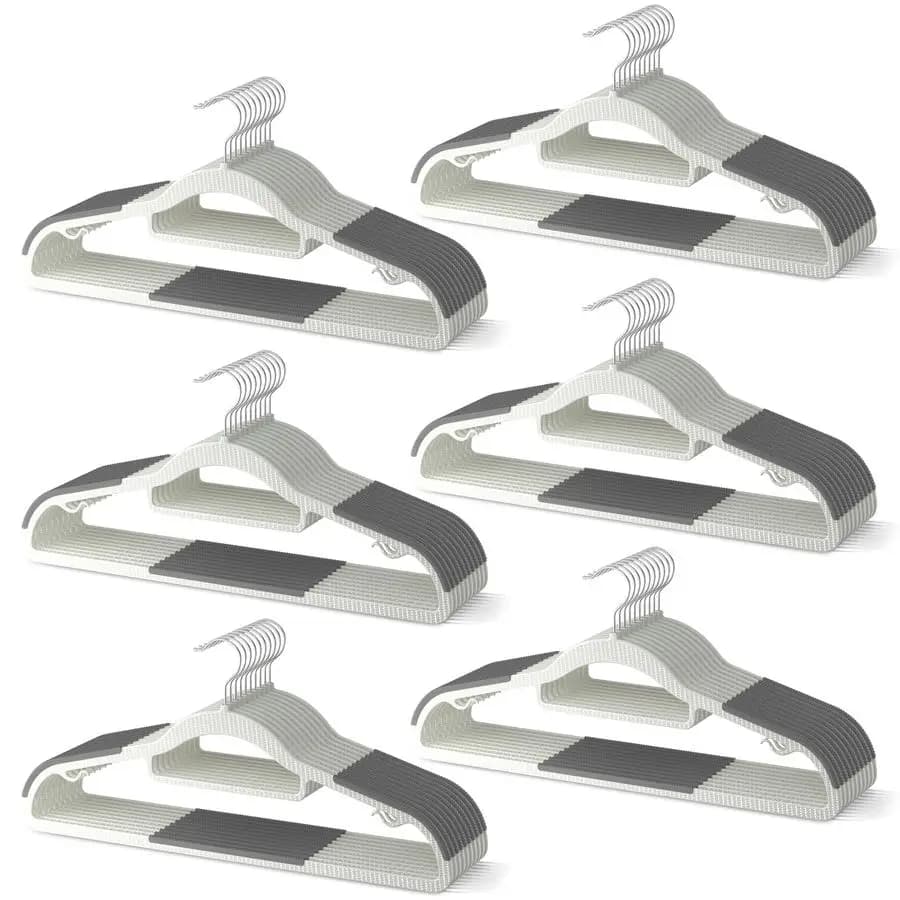 Pack of Plastic Hangers Resistant, Anti-slip with rubbers and 360° Hook, Space Saving, for Armadio Organization