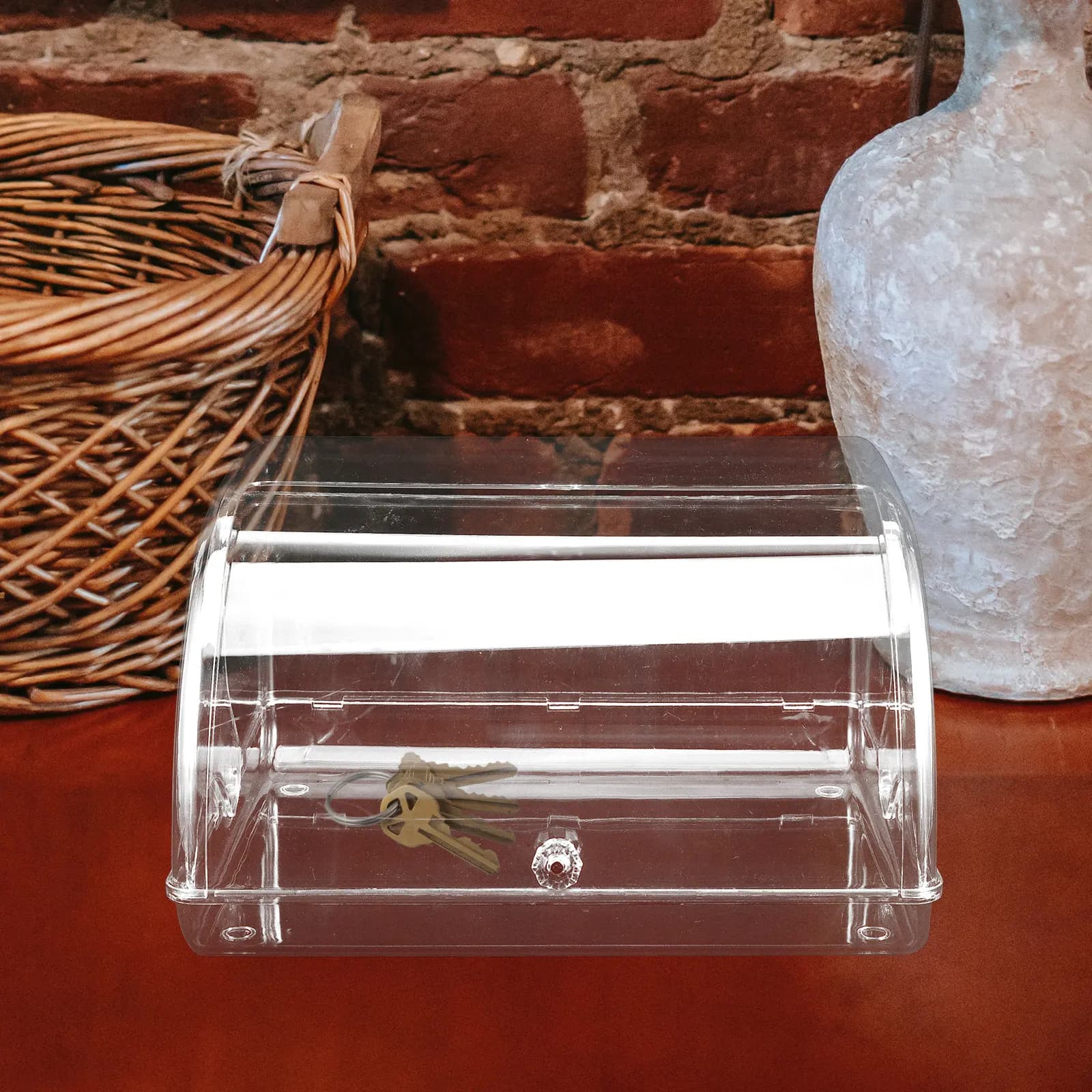 Scatola portaoggetti trasparente con coperchio ribaltabile, portaoggetti per gioielli, organizer da scrivania, contenitore per chiavi, custodia decorativa per bigiotteria