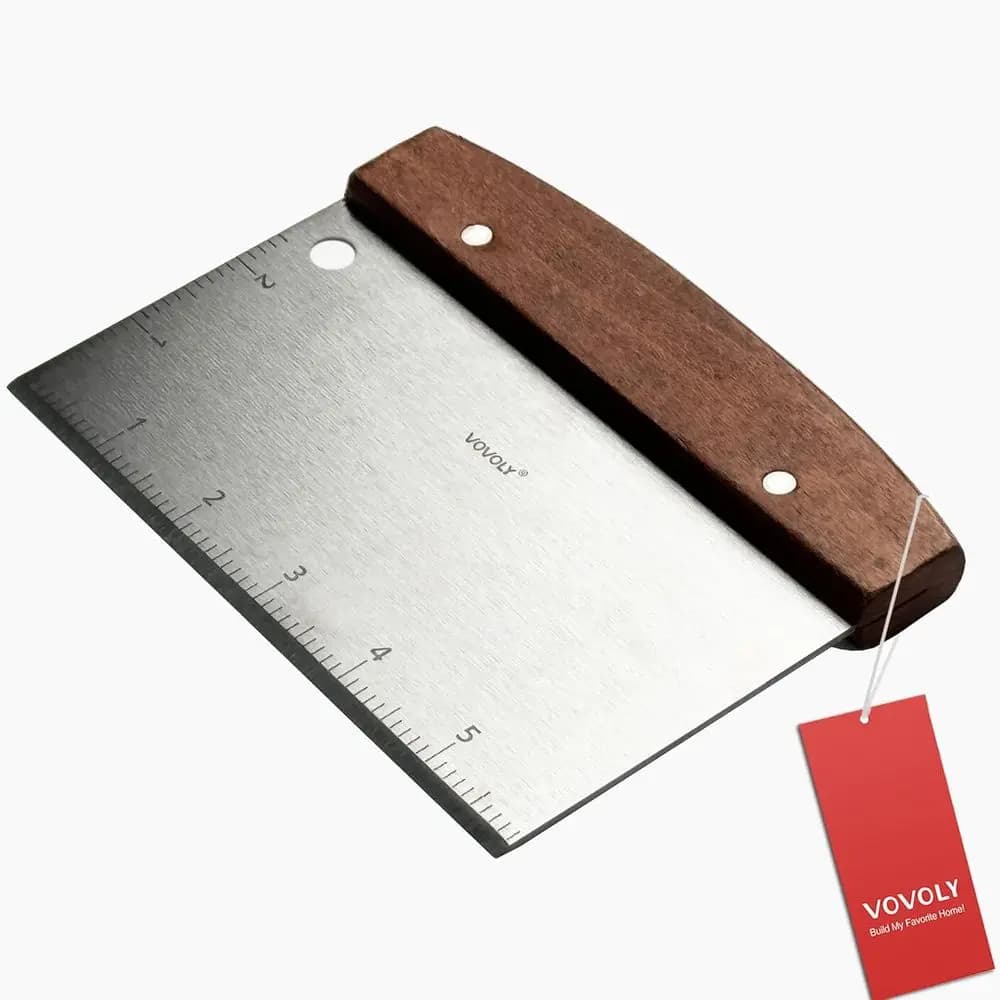Multi-Purpose Stainless Steel Bench Scraper for Kitchen, Griddle, Dough, Bread, and Pizza Cutting