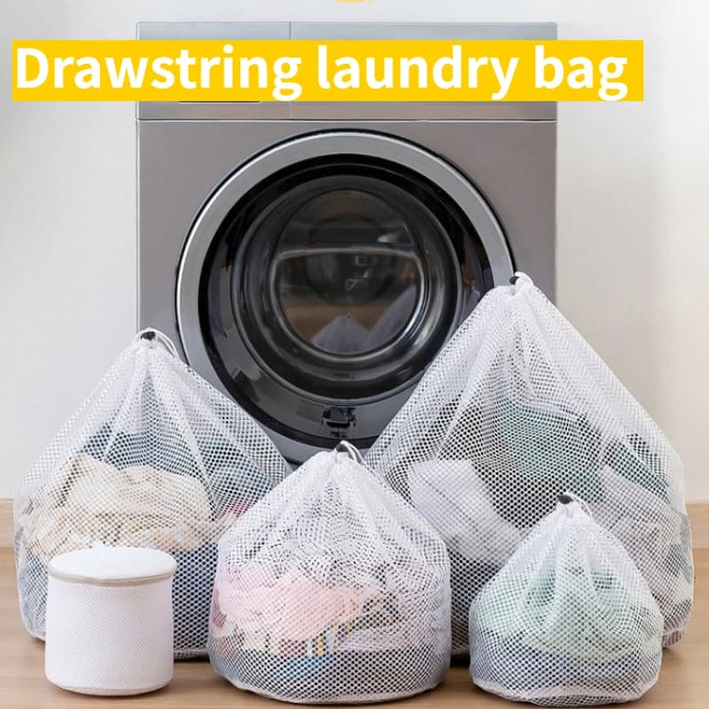 Borsa a rete riutilizzabile per bucato con coulisse per reggiseno, biancheria intima, lavatrice, borsa protettiva sicura per filtro, custodia anti-groviglio