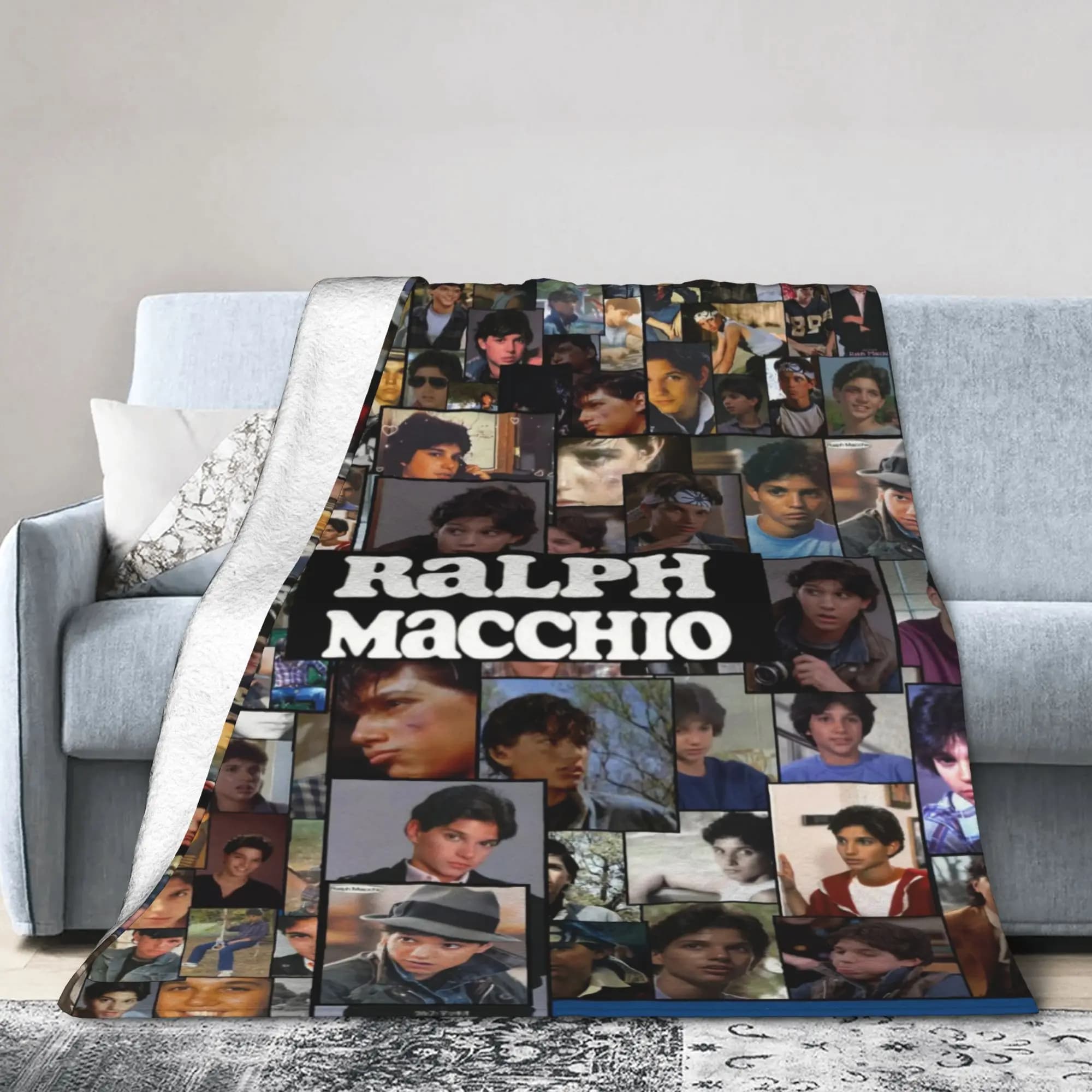 Ralph Macchio Flannel Blanket Soft Throw Blanket for Outdoor Travel Office Funny Bedspread Sofa Bed Cover