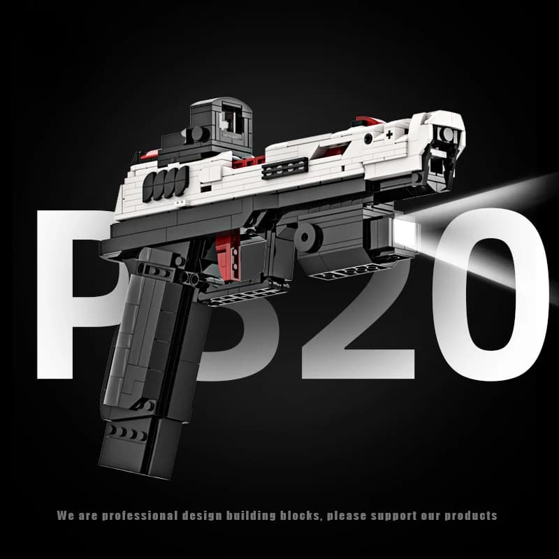 Moc Building Block Gun P20 Toy Shootable Splicing Brick Boys Adult Edition Advanced Black Technology Puzzle Hobby Toy