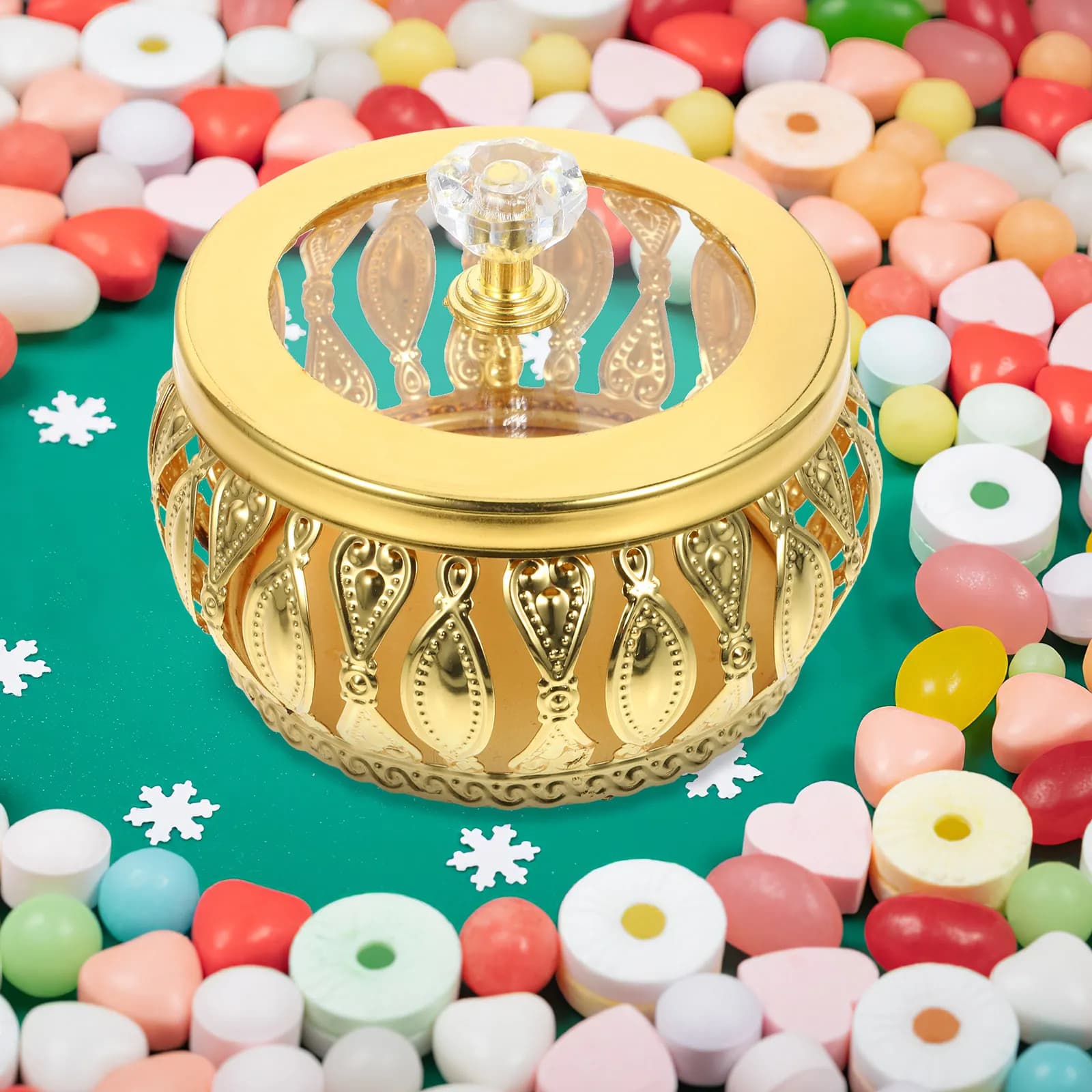Middle East Eid Mubarak Candy Box Reusable Lidded Metal Serving Tray for Sweets Treats Dried Fruit Nuts Chocolate Ramadan Party