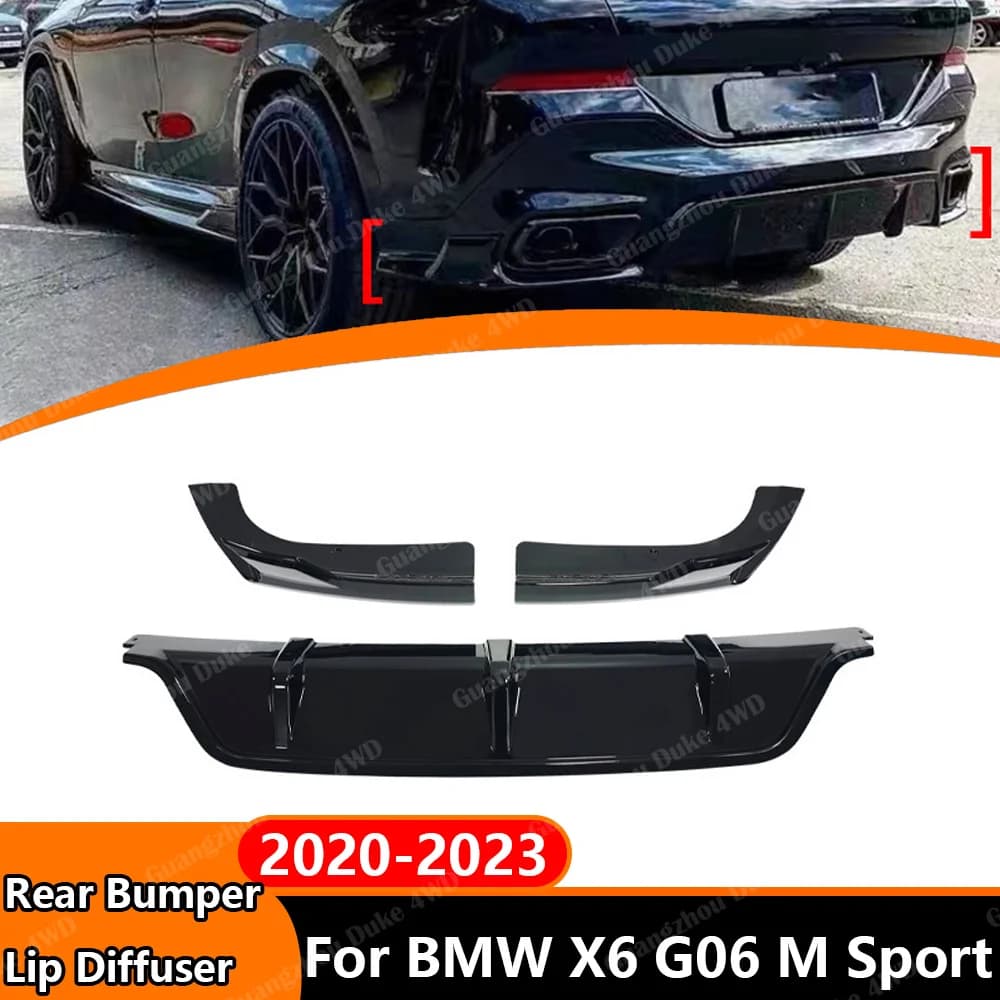 Rear Bumper Lip Diffuser For BMW X6 G06 M Sport 2020-2023 Black Edition Rear Spoiler Valance Aero Body Kit Exterior