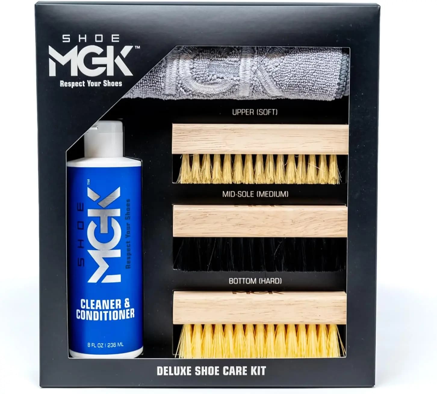 Set di spazzole per scarpe Deluxe con detergente e balsamo XL per scarpe pulite e fresche
