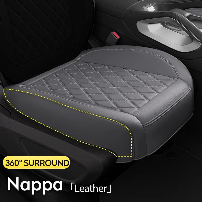 1PCS Nappa Leather Car Seat Cover Universal Wrap Around Bottom Seat Cushion Waterproof Durable Car Seat Protector Auto Accessory