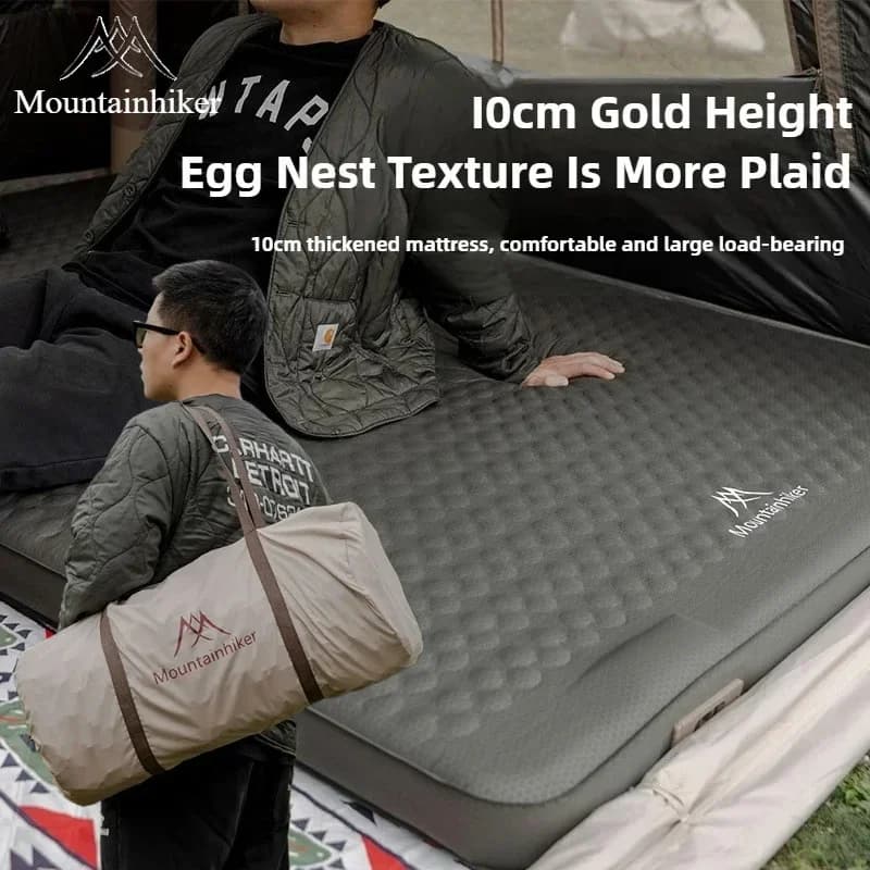 MOUNTAINHIKER Materasso ad aria da campeggio Pompa incorporata Cuscino autogonfiabile Tenda da esterno Letto gonfiabile 10 cm 30D 1200 mAH Materassino