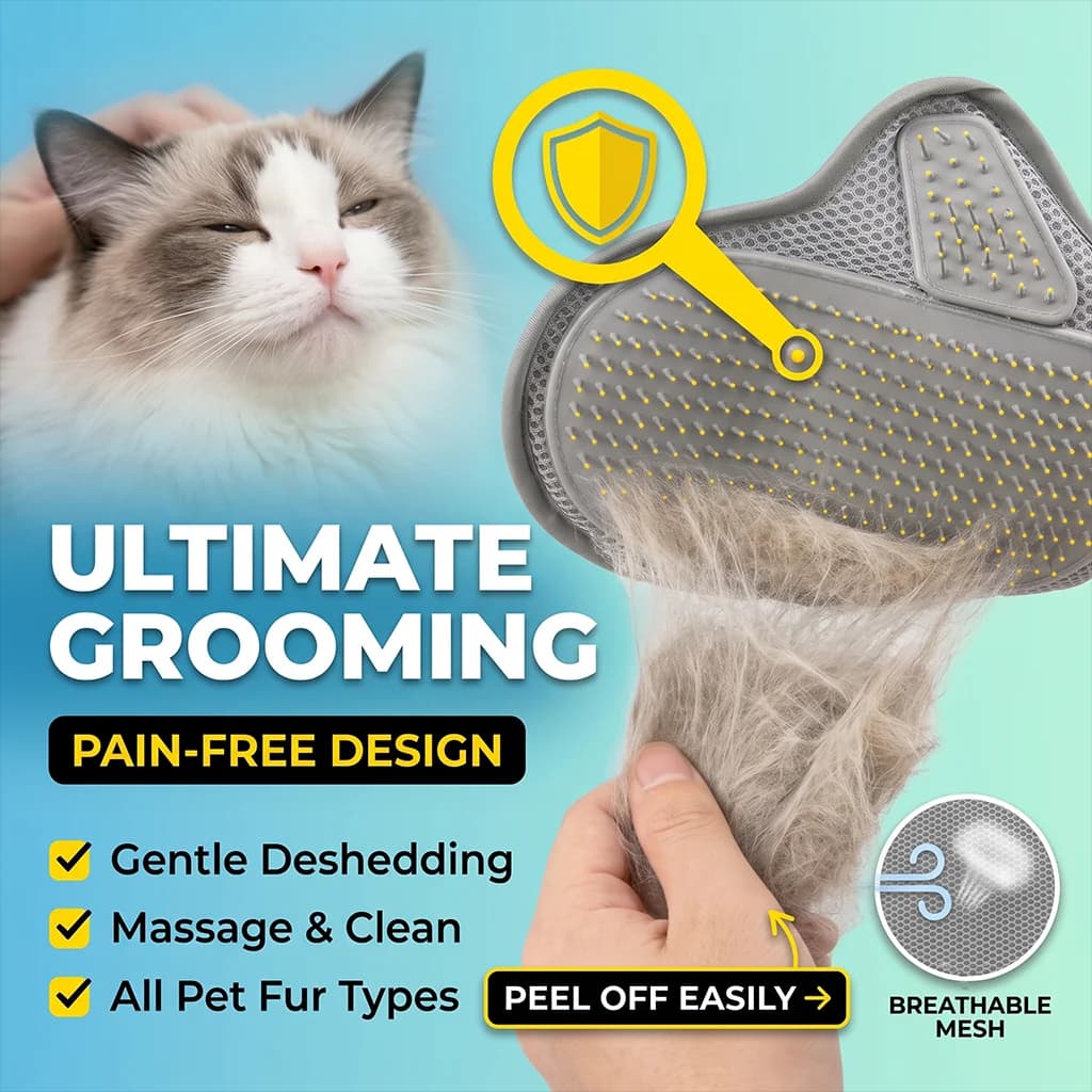 Pet Grooming Glove Dog Cat Hair Remover Gentle Deshedding Massage Mitt Pet Fur Cleaning Bath Comb for Long Short Fur Dogs Cats