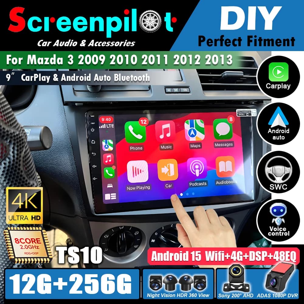 Android 16 Car Radio For Mazda 3 2009 2010 2011 2012 2013 2 din with Multimedia Player Carplay Stereo GPS Head Unit WIFI 5G
