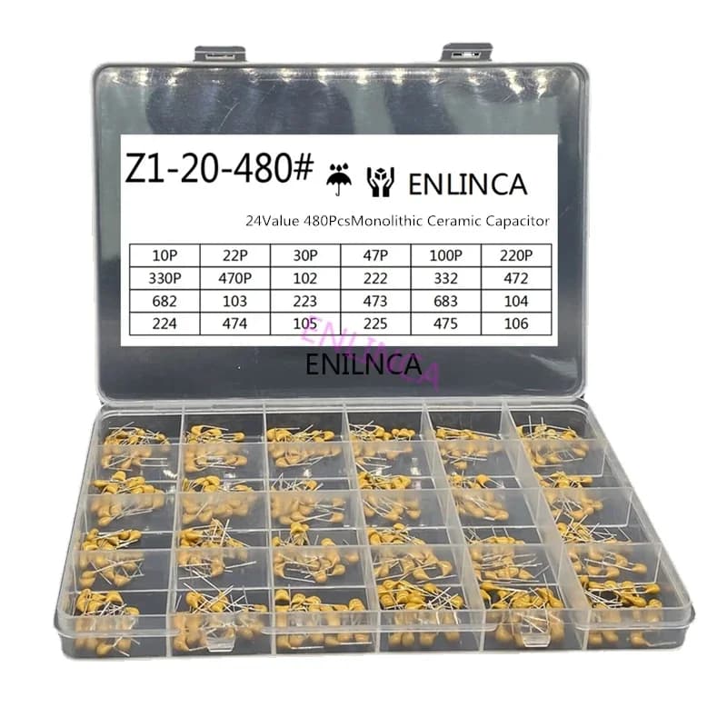 24 valori * 20 pezzi = 480 pezzi Condensatore ceramico monolitico 10pF ~ 10uF, kit assortito condensatore ceramico 1UF 100NF 330NF 0.1UF 102 104 105