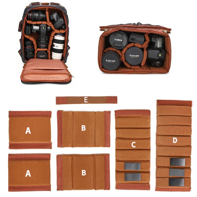 Kit Organizzatore per Borsa Fotocamera DSLR, Inserti Imbottiti Protettivi, Pannelli Divisori Rinforzati per Borsa Porta Fotocamera