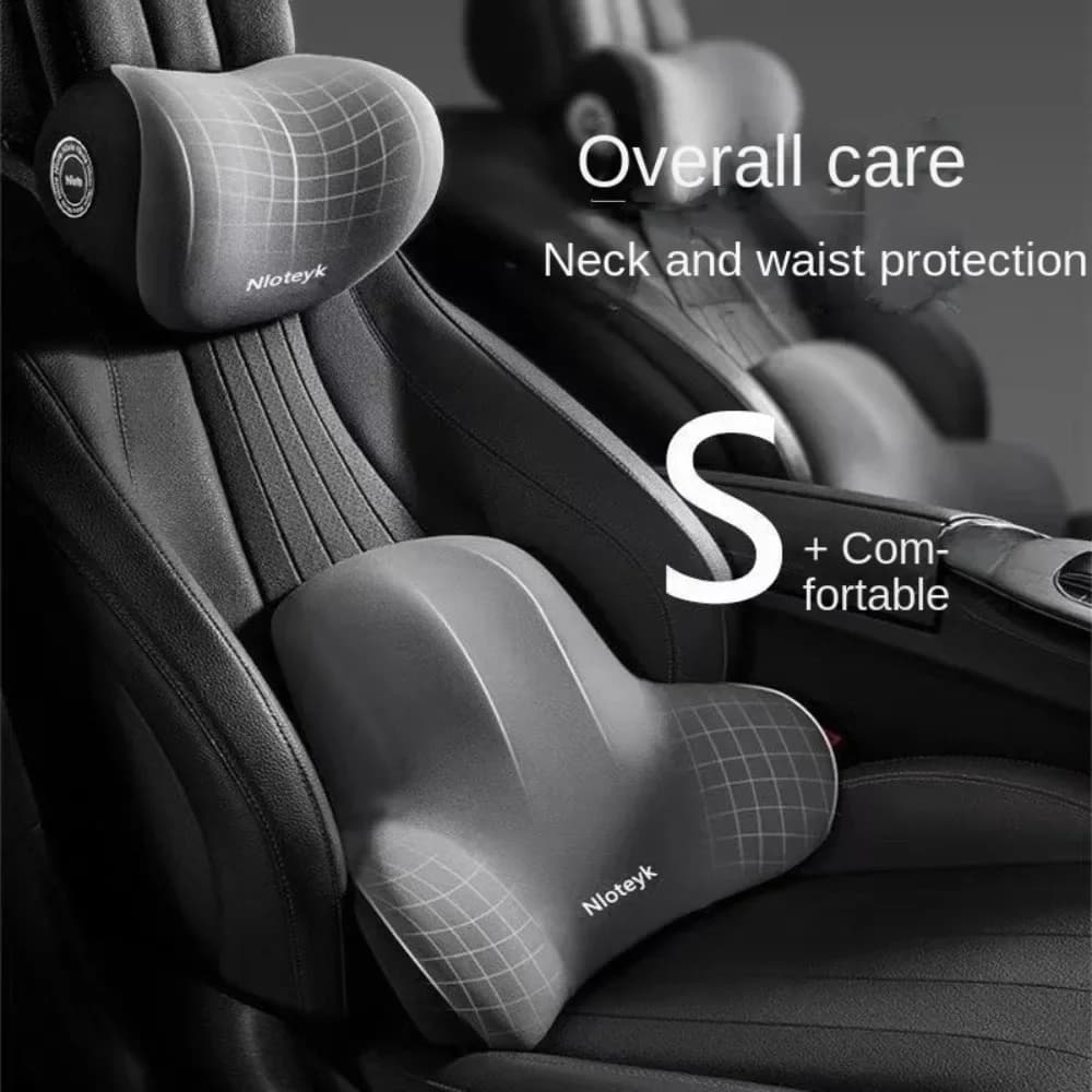 Car Memory Foam Lumbar Support Cushion, Polyester Fabric, Anti-Slip, Washable, Ergonomic Design, Slow Rebound Memory Material