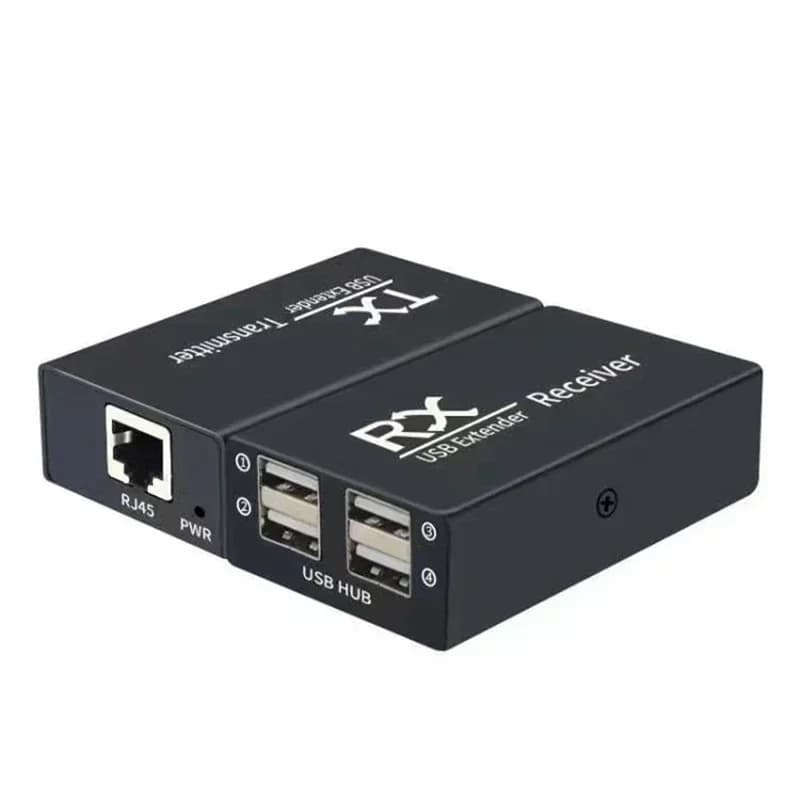 Kit 1 Extender USB a 4 Porte 120M su Cavo RJ45 CAT6, Adattatore Hub USB per Laptop, PC, Periferiche, Chiavette USB, Mouse, Tastiera, Scanner