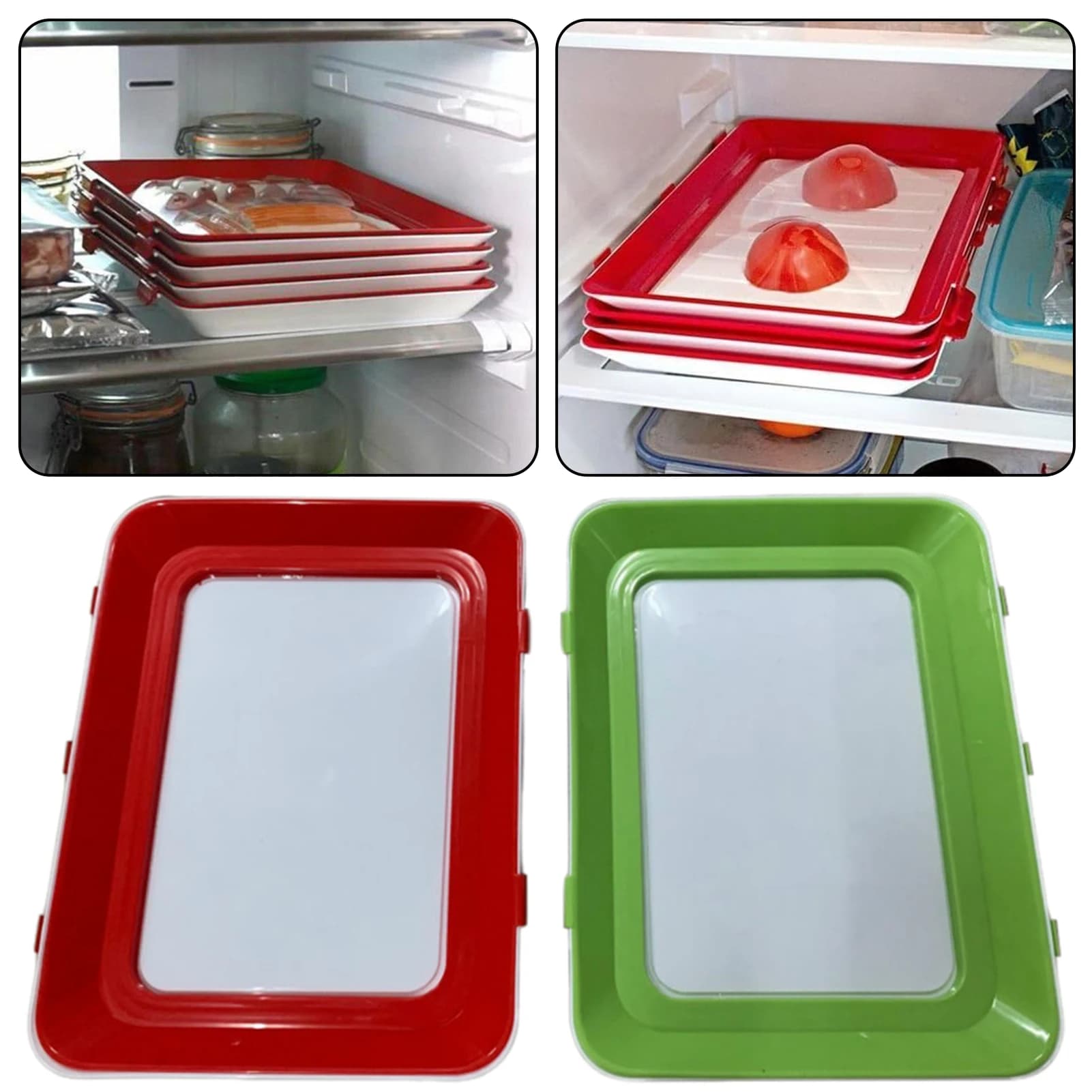 Vassoio per la conservazione degli alimenti da cucina Contenitore riutilizzabile per carne fredda per frigoriferi Vassoio portaoggetti per frigorifero impilabile lavabile in lavastoviglie
