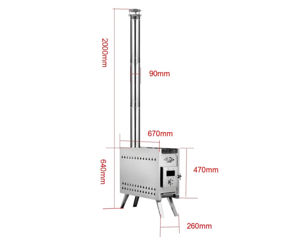 Easy to use stainless steel modern wood stove with stern windows Customizable dimensions for indoor outdoor camping