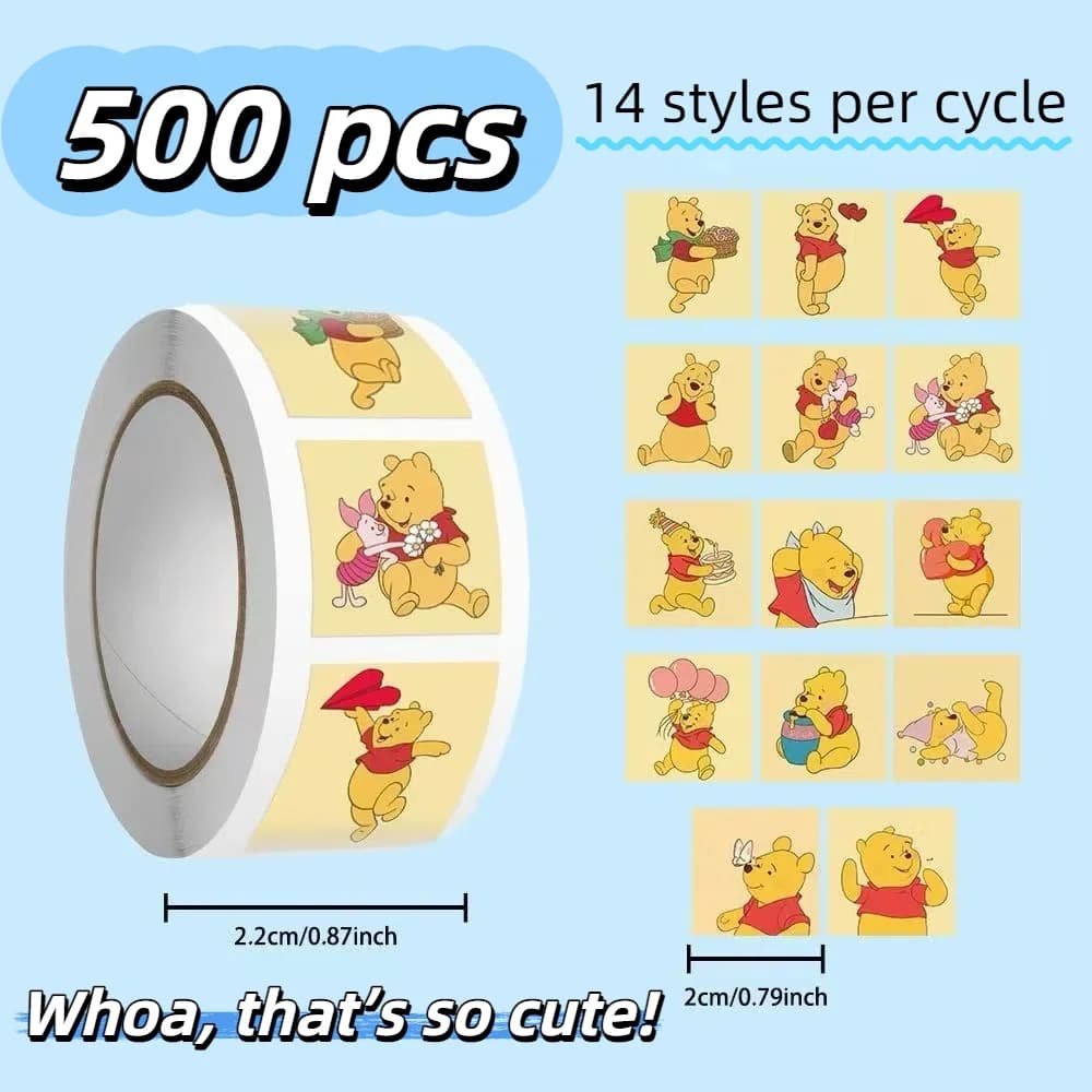 500 pezzi Disney Winnie the Pooh adesivi per simpatici anime decalcomanie classiche per bagagli notebook adesivo scrapbooking, kawaii