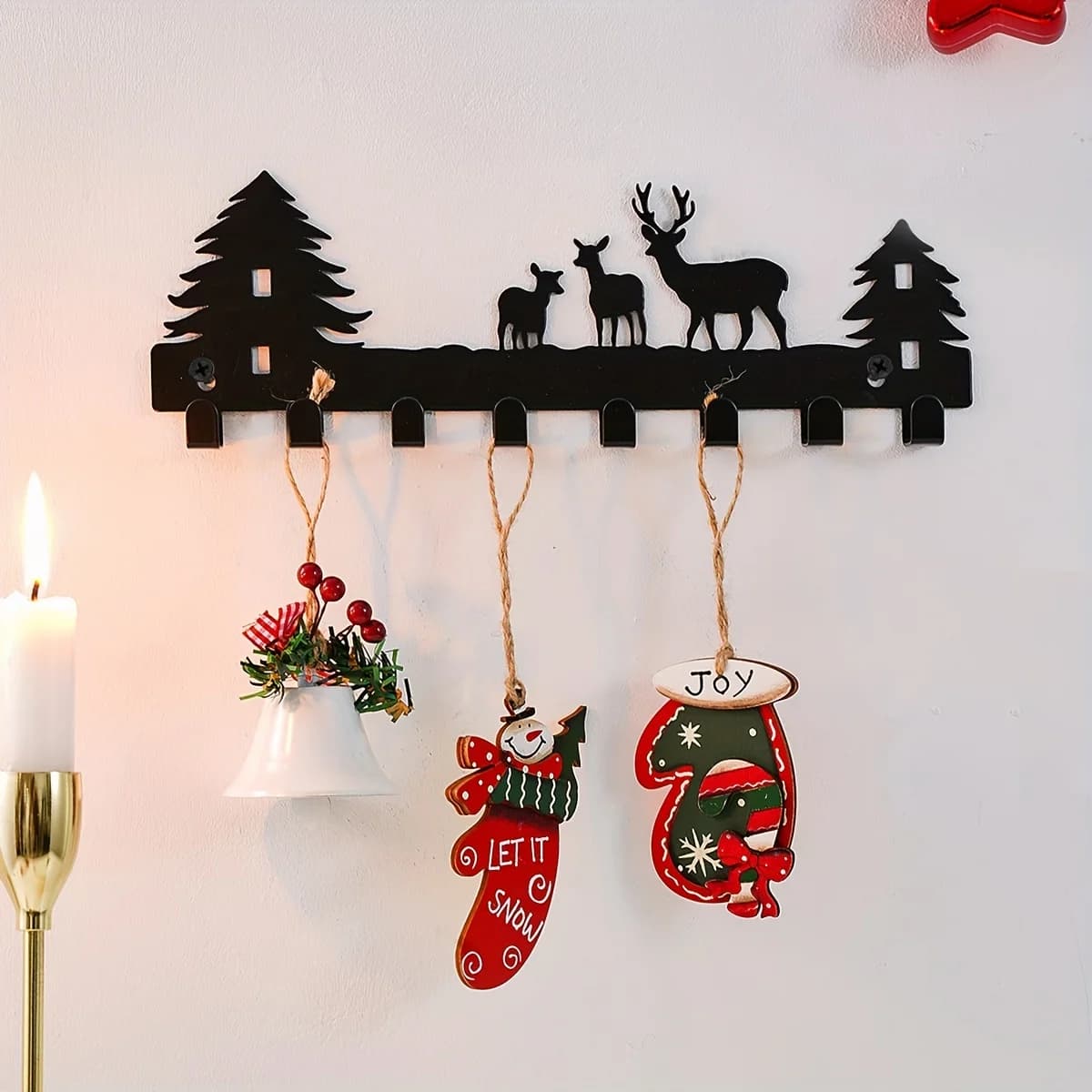 CIFBUY Iron Wall Art Key Holder Waterproof Durable Modern Black Metal Decor With Towel Rack For Home Entryway Interior Gift