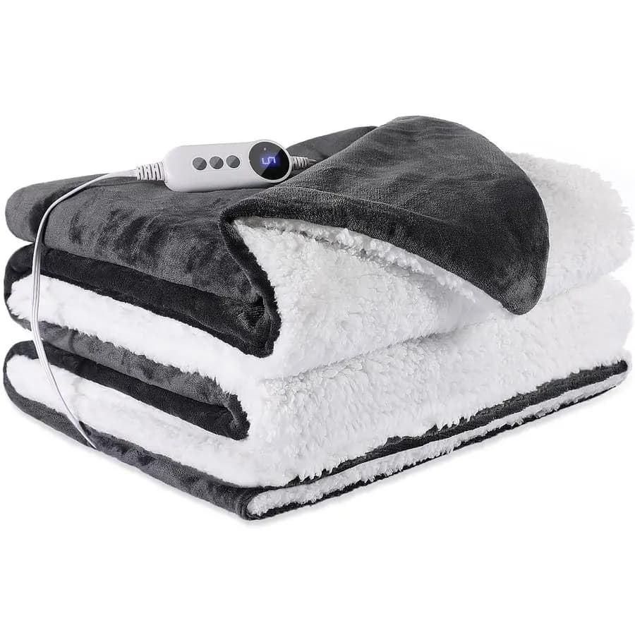 Heated Blanket 72x84 Full Size, DualSided with Soft Flannel amp Sherpa Fabric, Electric Blanket with 9 Heating Levels amp 210 Ho