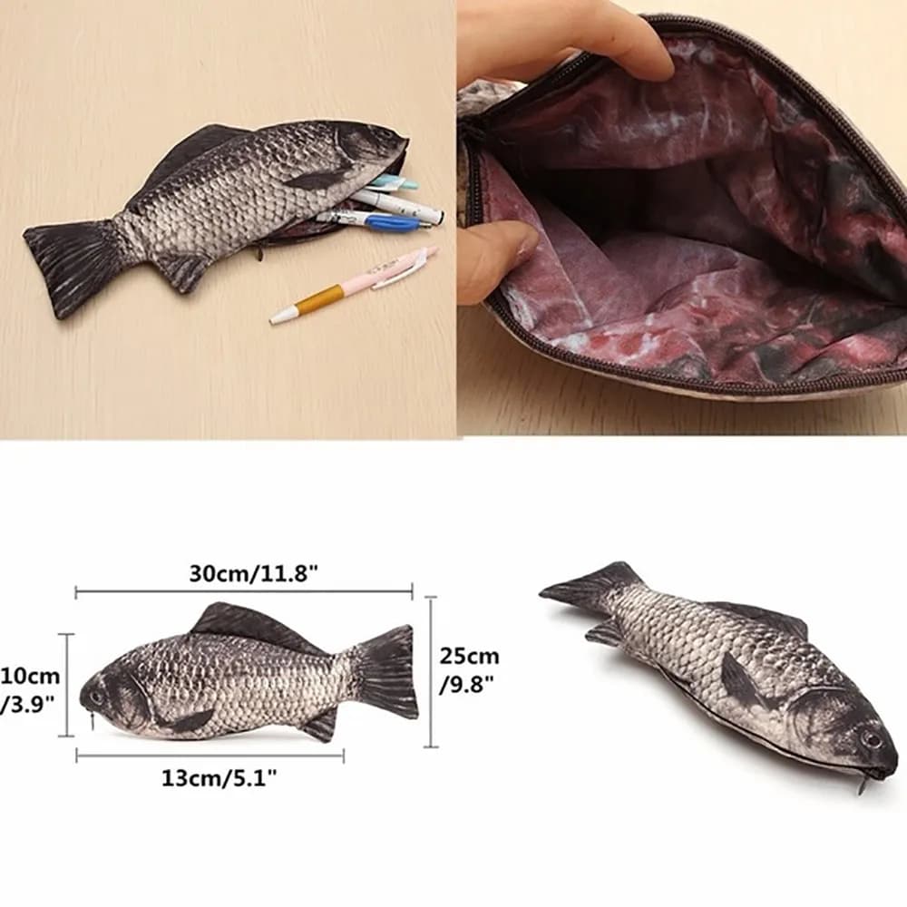Astuccio per matite creativo e divertente Astuccio per penne per carpe Astuccio per trucco realistico a forma di pesce Astuccio per matite con cerniera Astuccio per matite per scuola Astuccio per penne