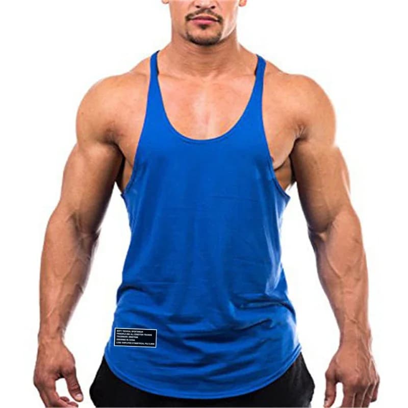 Gym Bodybuilding Fitness Men's Vest Running Sport Canots Cotton Summer Sleeveless Breathable Y Back Ribbed Ribbons