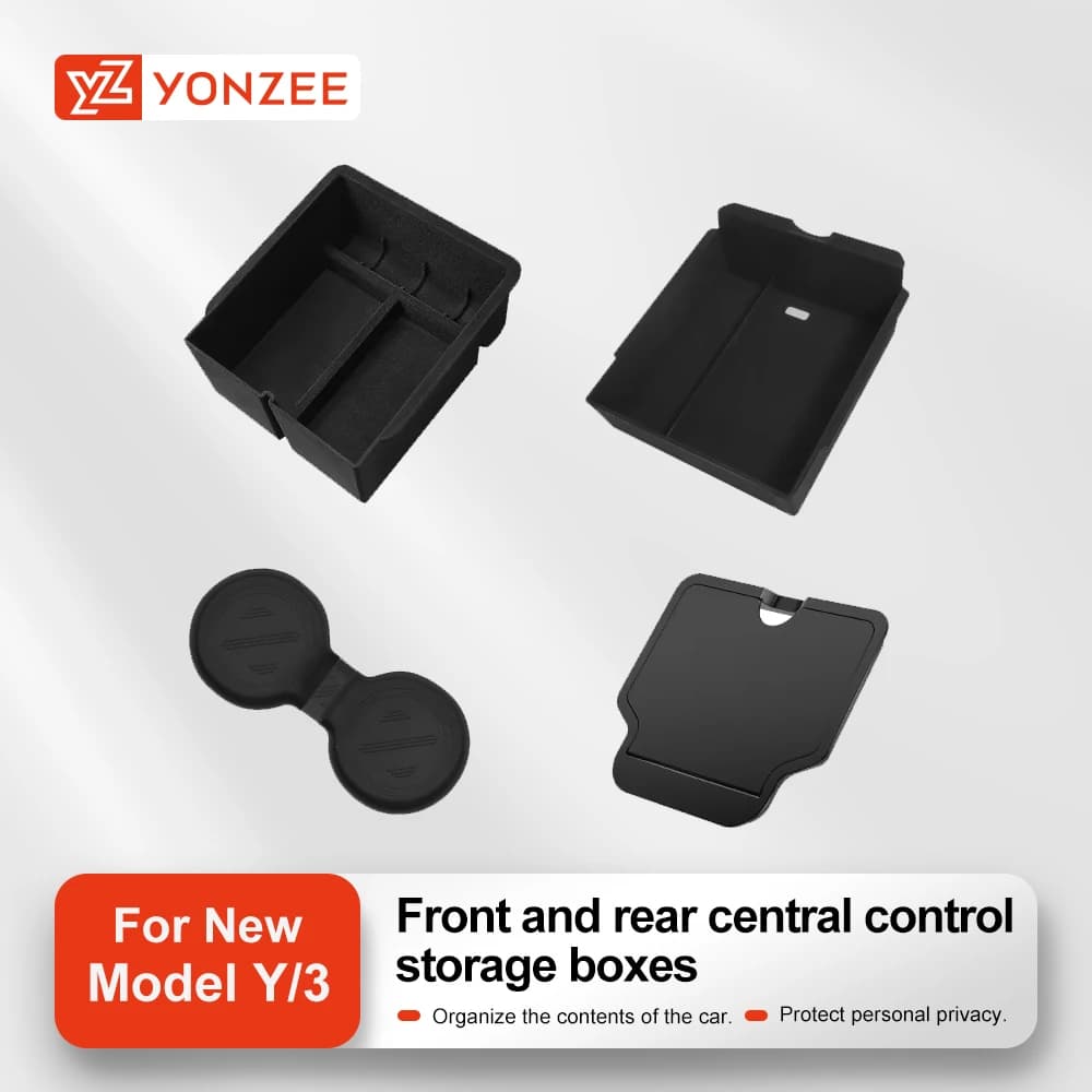 YZ Storage Box for Central Control Tesla Glass Holder Model 3 Y Highland Juniper 25 Organizer Car Accessories Cubby Inner Drawer