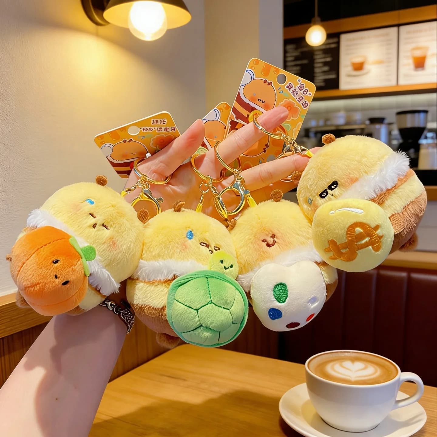 Portachiavi a Forma di Ape in Peluche Estraibile - Adorabile Ciondolo Retrattile a Forma di Animale Imbottito per Zaini e Chiavi - Portachiavi Ape della Compania Emotiva