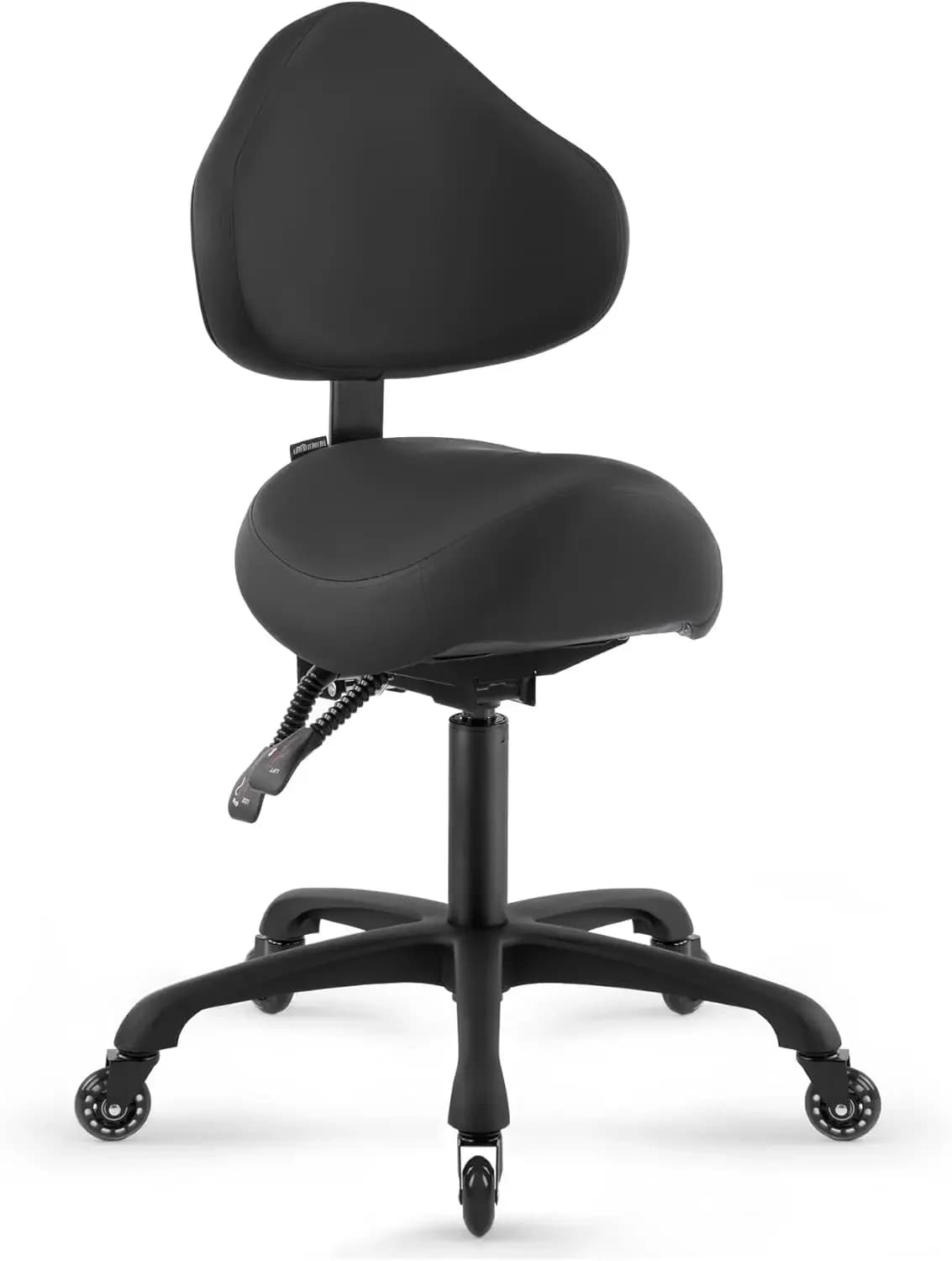 Sedia Girevole Pneumatica con Ruote e Supporto Ergonomico per lo Schienale, Ideale per Parrucchieri, Igiene Dentale e Cliniche