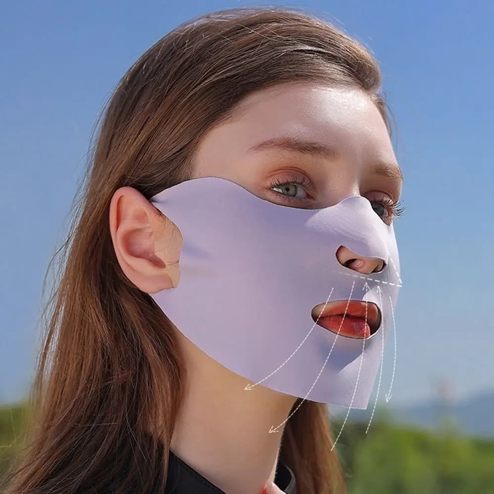 Color Outdoor Silk Scarf Sun UV Protection Summer For Men Sunscreen Mask Sunscreen Veil Ice Silk Face Scarf Anti-uv Face Cover