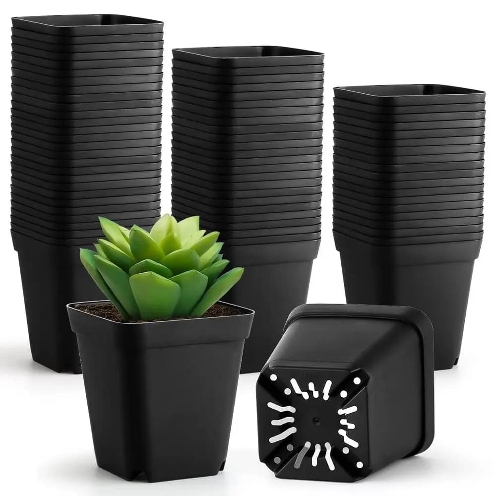 4 inch nursery vases, plastic vessels for seed germination with drainage holes, robust planting vessels, oily plants, transplantation
