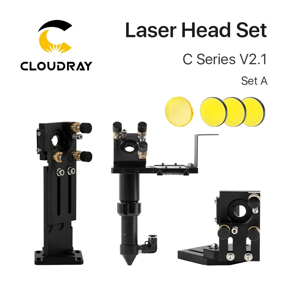 Set testine laser CO2 Cloudray Dia.18mm FL38.1 e Dia.20 FL50.8/63.5/101.6mmZnSe Obiettivo di messa a fuoco Dia.25m Specchio per macchina per incisione laser