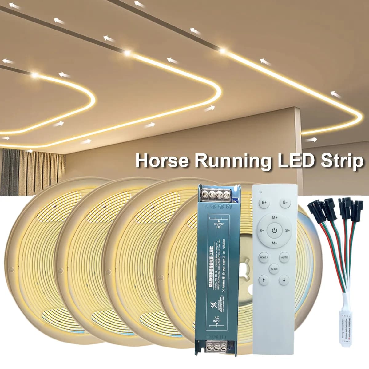 COB IC Horse Race LED Strip Light DC24V WS2811 Acqua corrente che scorre Lampada a nastro Controllo wireless 5M 10M 20M COB Illuminazione lineare