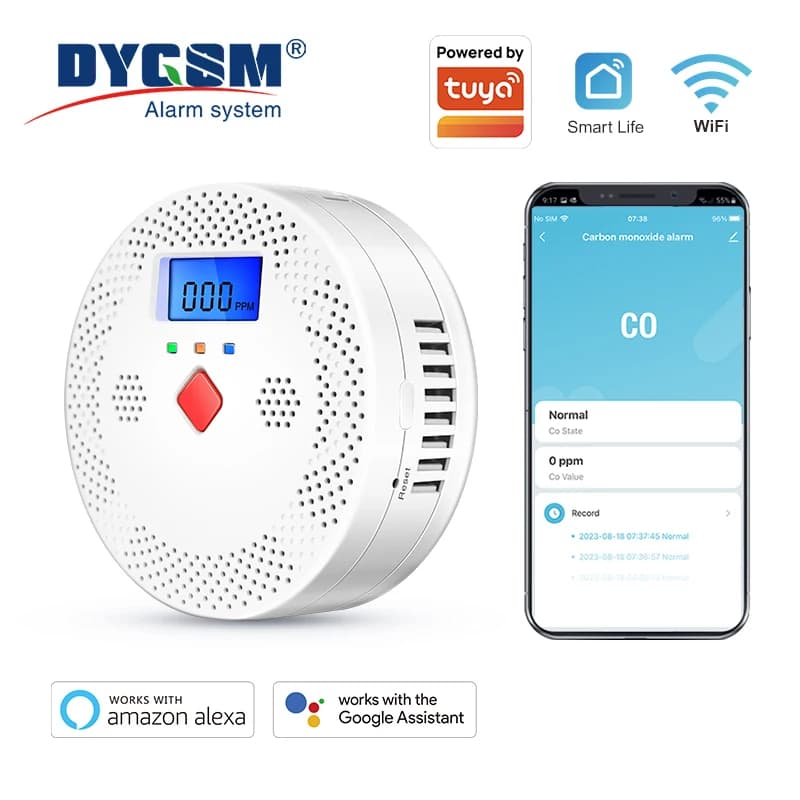Tuya WiFi Smart Carbon monoxide detector Alarm 85dB Sound warning LCD digital display Home Indoor Monitor CO in real time