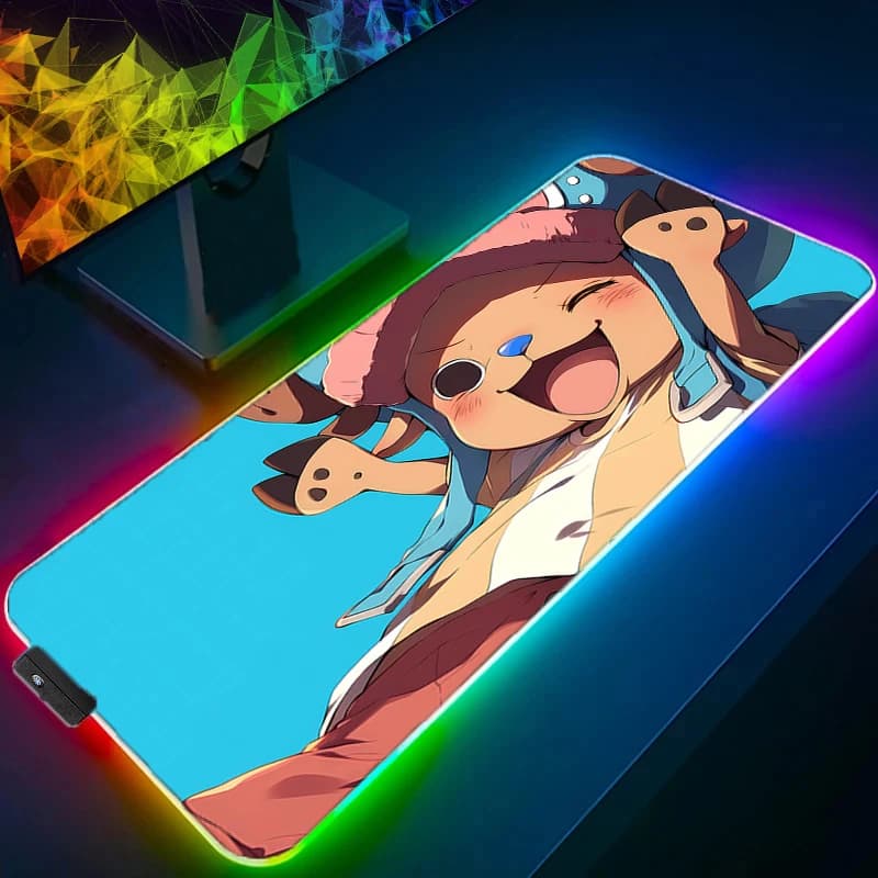 Tappetino per mouse LED RGB Tappetino per tastiera portatile Accessori per PC Tappetino per mouse HD Tappetino per tablet antiscivolo One Piece Tony Tony Chopper Tappetino per scrivania da gioco