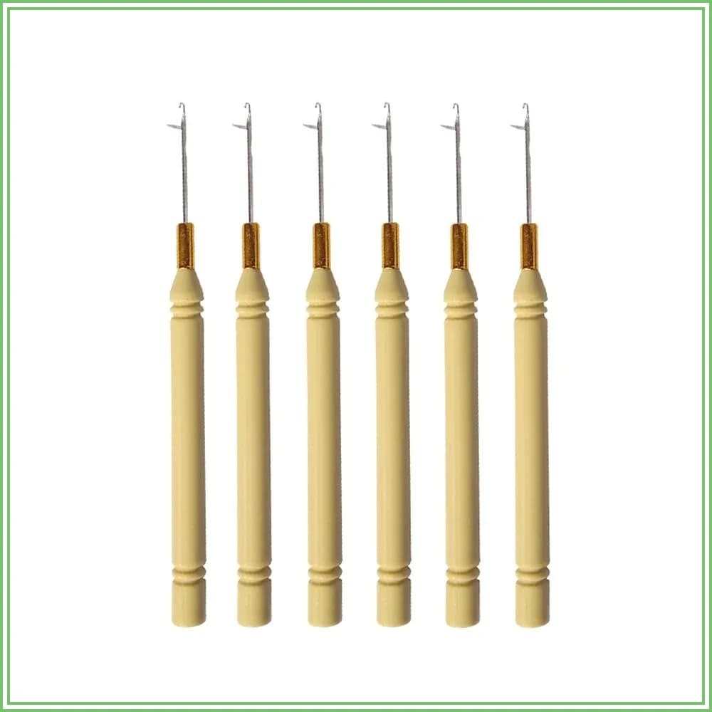 6 Pcs Pulling Hook Needle Crochet Latch Hook for Hair Extensions Loop Tool for Silicone Link Rings Beads and Feathers