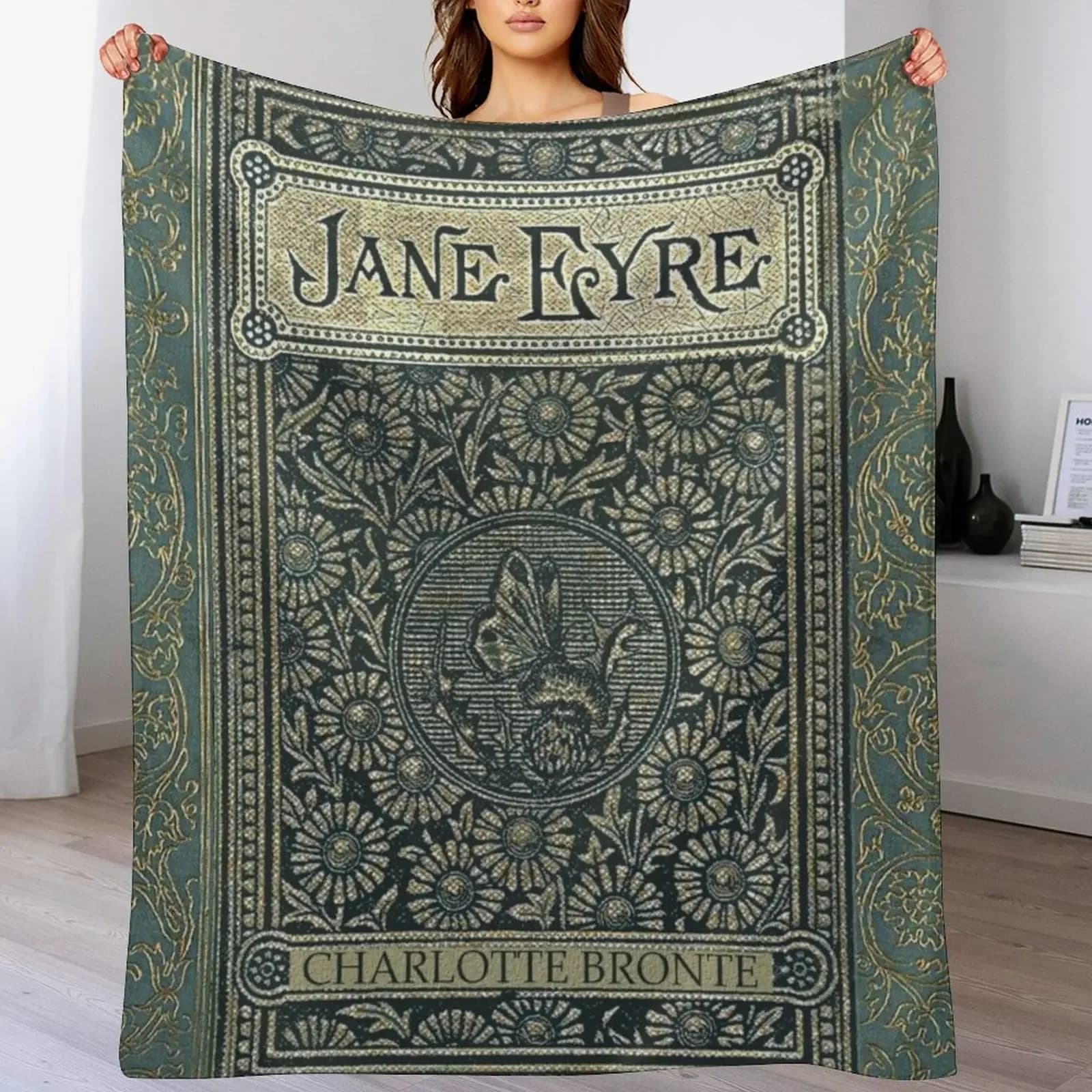 Coperta con design di copertina di un vecchio libro di Jane Eyre, coperta calda e confortevole, regalo per genitori e amici